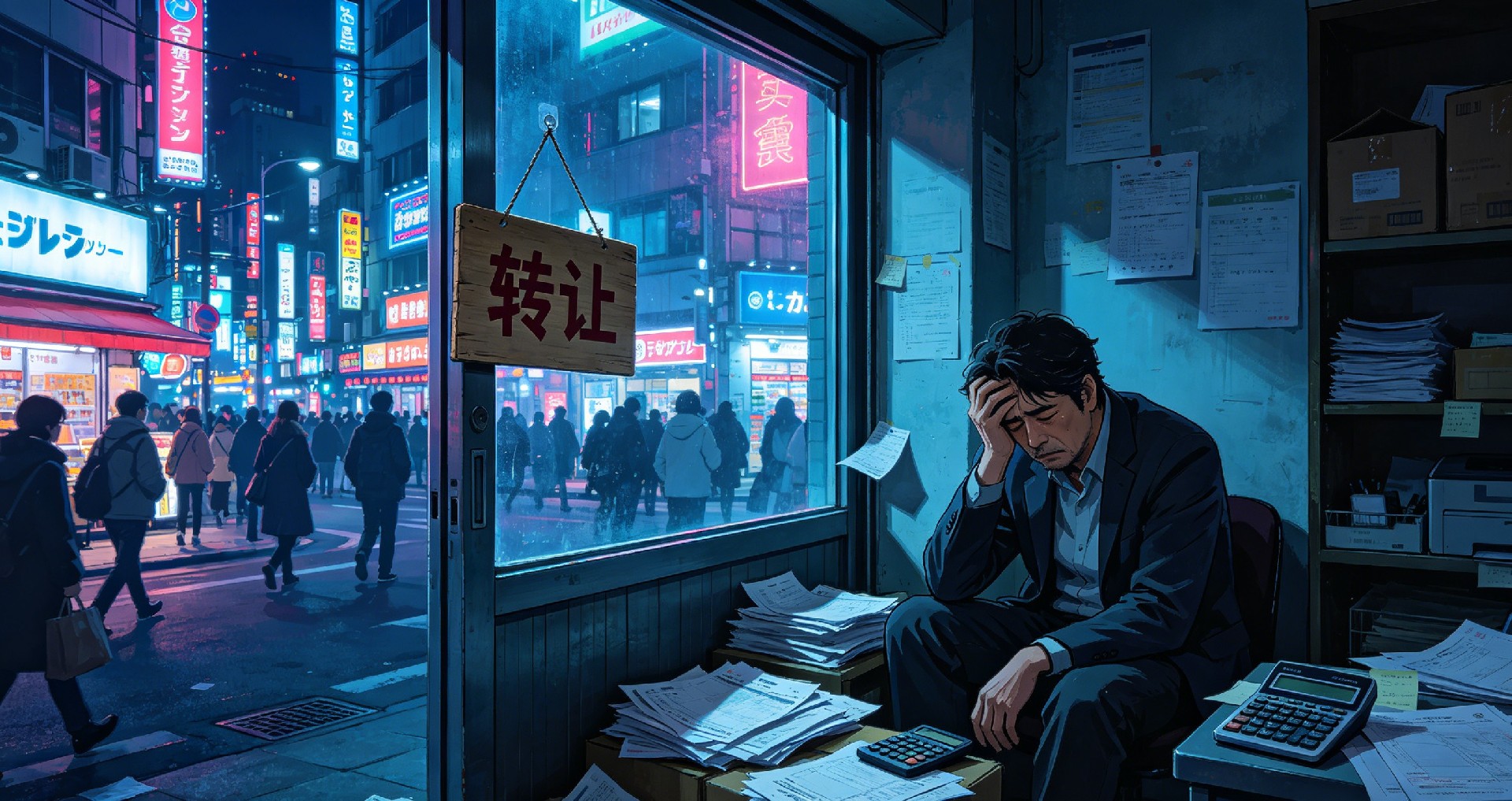 实体店转让、门店亏损、商家焦虑场景