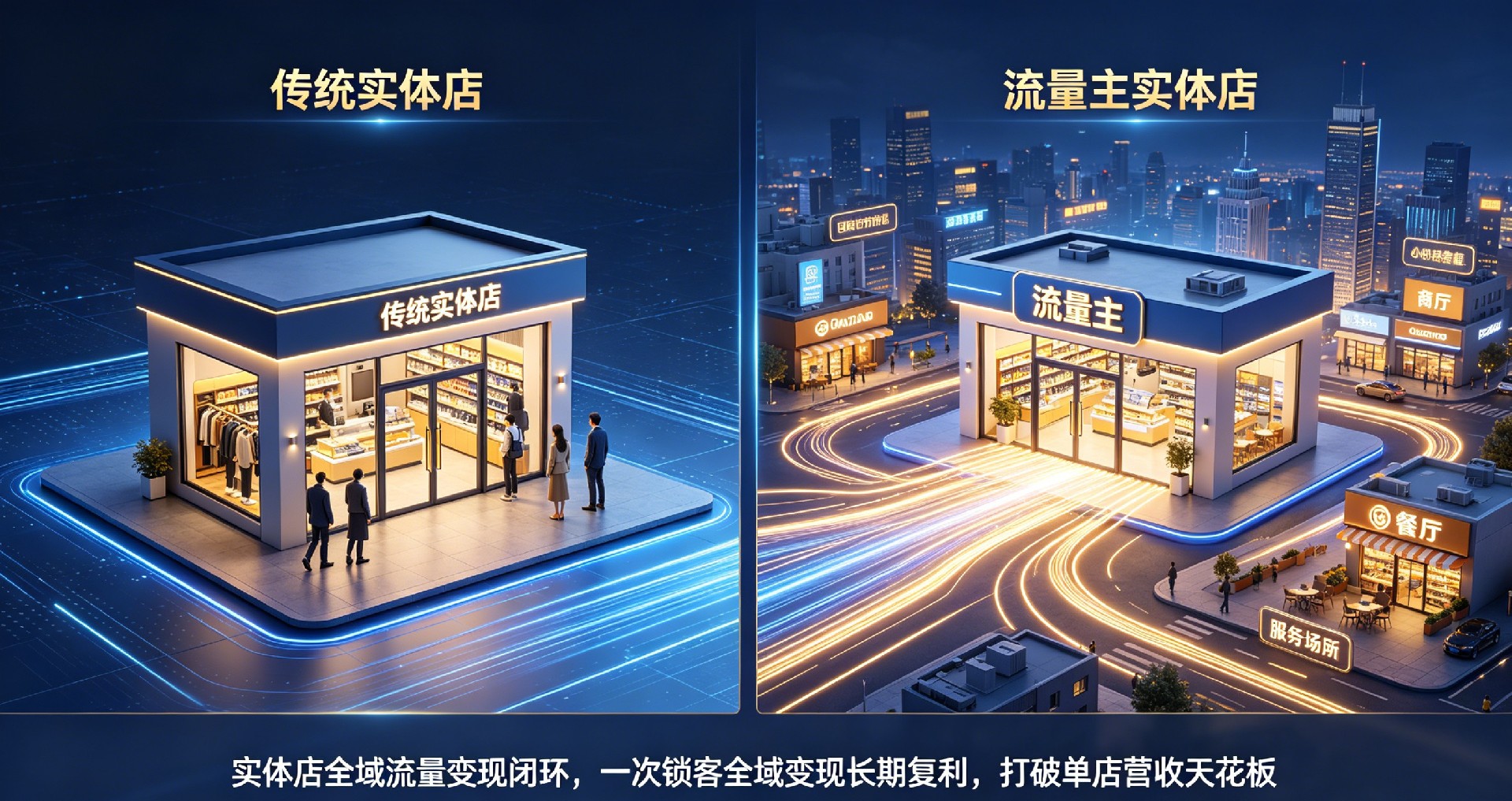 实体店全域流量变现闭环，一次锁客全域变现长期复利，打破单店营收天花板