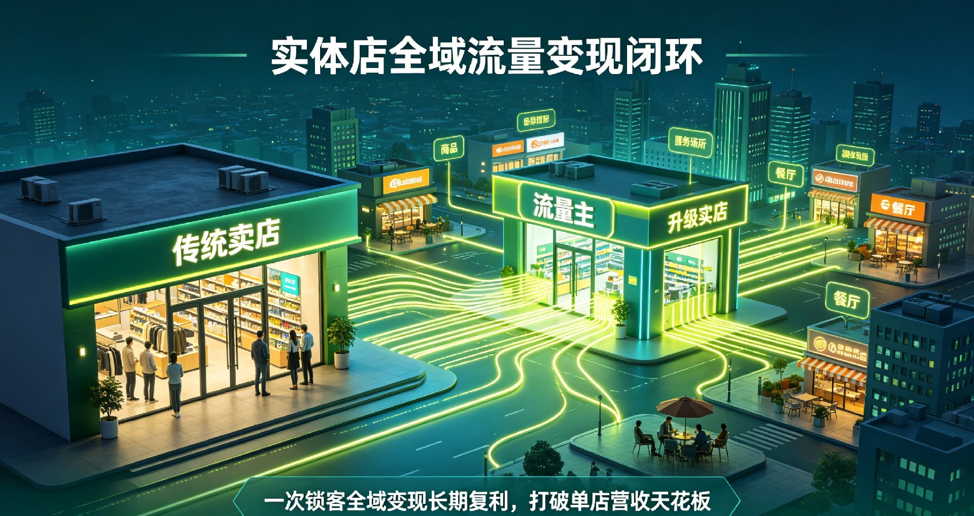 实体店全域流量变现闭环，一次锁客全域变现长期复利，打破单店营收天花板